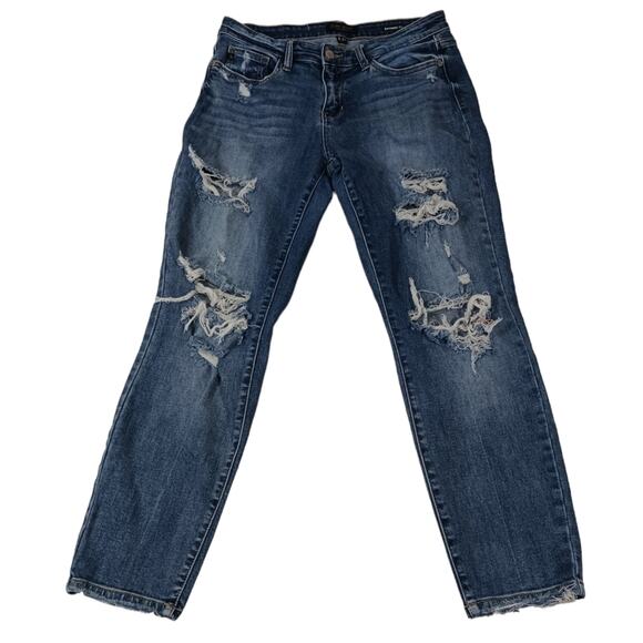 J1046 GUC Judy Blue Destroyed Boyfriend Fit Jeans size 5/27 - Picture 4 of 7